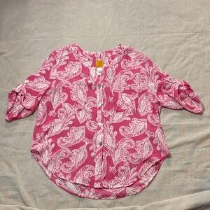 Ruby Road Paisley Silky Gauze top Pink women’s XL colorful‎